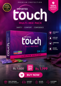 Touch Condoms Multi Mix - Pack of 4 (Ribbed + Dotted + Delay + Strawberry)